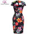 Grace Karin 17 Patterns Cap Sleeve Cotton Hips-Wrapped Corpo com Pencil Retro Vintage Dress CL007597-14